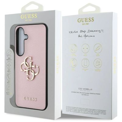 8. Etui Guess Grained Big 4G Logo Small Classic Logo do Samsung Galaxy S25 Plus różowy