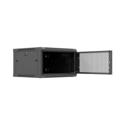 7. Szafa instalacyjna rack wisząca 19" 6U 600x600 czarna drzwi perforowane Lanberg (flat pack)
