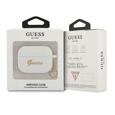 3. Etui Guess Silicone Charm Heart Collection na AirPods Pro - białe