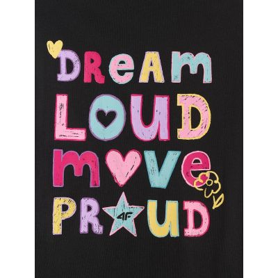 9. T-shirt loose z nadrukiem dziewczęcy 4F 4FJRSS26TTSHF4137-20S