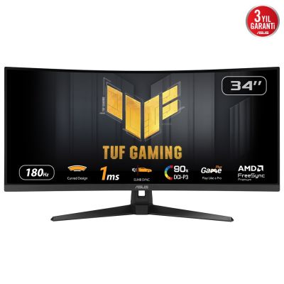 10. ASUS TUF Gaming VG34VQ3B monitor komputerowy 86,4 cm (34") 3440 x 1440 px UltraWide Quad HD LED Czarny