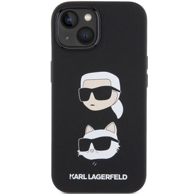 3. Etui Karl Lagerfeld Silicone Karl&Choupette Head na iPhone 15 Plus / 14 Plus - czarne
