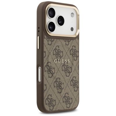 4. Etui Guess 4G PU Classic Logo MagSafe na iPhone 17 Pro - brązowe