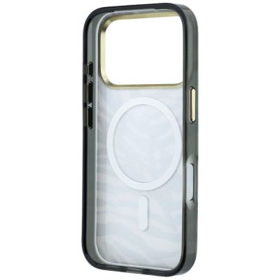 7. Etui Karl Lagerfeld IML Signature Zebra Glitter MagSafe na iPhone 17 Pro / 18 Pro - złote