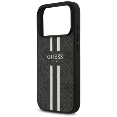 6. Etui Guess 4G Printed Stripes MagSafe na iPhone 17 Pro - czarne