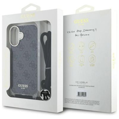 7. Etui Guess Crossbody Cord 4G Print na iPhone 16 - czarne