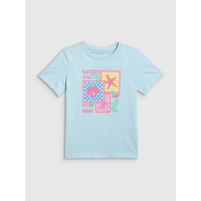 6. T-shirt regular z nadrukiem dziewczęcy 4F 4FJRSS26TTSHF4418-33S