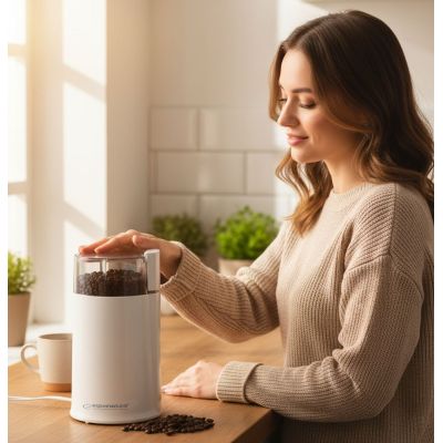 11. Młynek do kawy Esperanza Espresso EKC001W (160W; udarowy; kolor biały)
