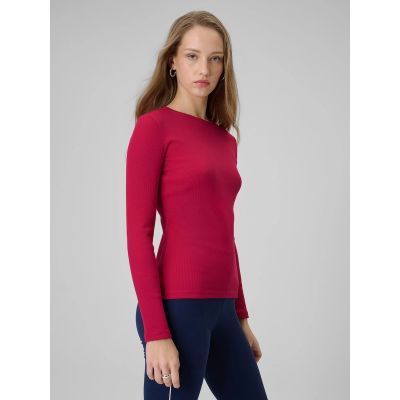 4. Longsleeve slim z prążkowanej dzianiny damski 4F 4FRAW25TLONF656-53S
