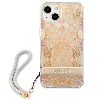3. Etui Guess Flower Strap na iPhone 13 mini - złote