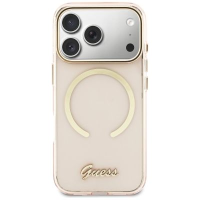 3. Etui Guess IML Script Metal MagSafe do iPhone 17 Pro Max - różowe