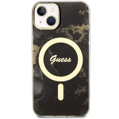 3. Etui Guess Golden Marble MagSafe na iPhone 14 - czarne