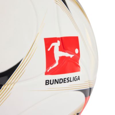 4. Piłka nożna adidas Bundesliga 26/27 Torfabrik League J350 biało-pomarańczowo-złota HY5058