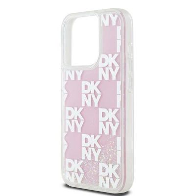 6. Etui DKNY Liquid Glitter Multilogo na iPhone 15 Pro - różowe