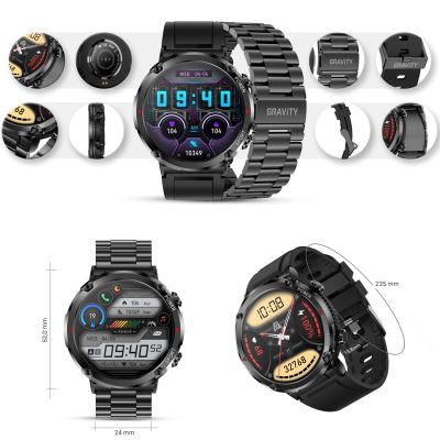 10. Smartwatch Gravity GT21-1+ Czarny Pasek Silikonowy