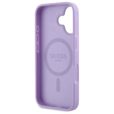 7. Etui Guess Saffiano MagSafe na iPhone 16 - fioletowe