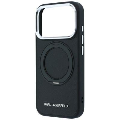 6. Etui Karl Lagerfeld Ring Stand 360 Saffiano Classic Logo MagSafe na iPhone 18 Pro / 17 Pro - czarne