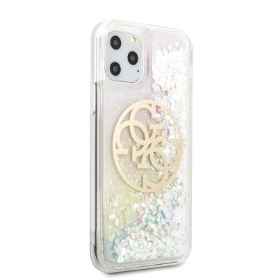 5. Etui Guess Gradient Liquid Glitter Circle Logo na iPhone 11 Pro - przezroczyste