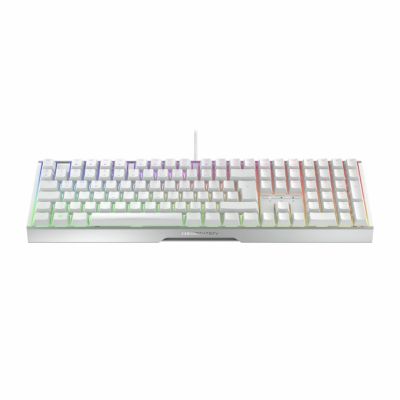 6. Klawiatura CHERRY XTRFY MX 3.1 - Pełny rozmiar - Podświetlenie - USB-C - QWERTZ - Niemiecki - Przełącznik kluczykowy: CHERRY MX2A Brązowy - biały