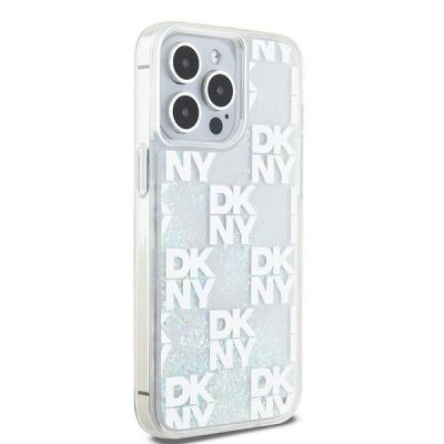 4. Etui DKNY Liquid Glitter Multilogo na iPhone 15 Pro Max - białe