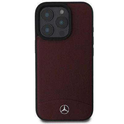 3. Etui Mercedes Textured And Plain Leather MagSafe na iPhone 16 Pro Max - czerwone