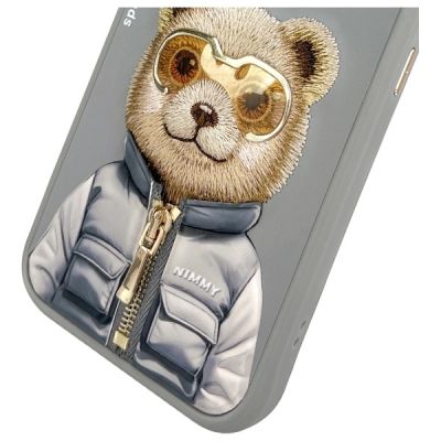 8. Etui Nimmy Cool&Cute 2.0 Bear do iPhone 15 Pro Max - szare