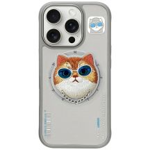 Etui Nimmy Glasses Cool Cat MagSafe na iPhone 16 Pro Max - szare
