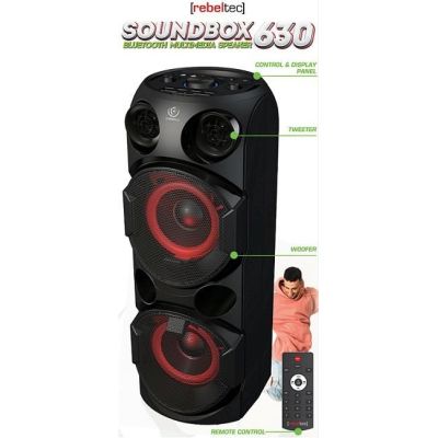 7. Rebeltec SoundBox 630 Przenośny głośnik Bluetooth stereo czarny, 70W RMS