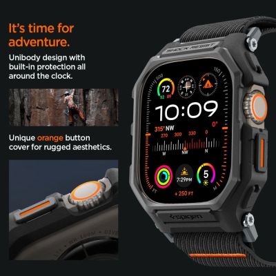 10. Etui z paskiem Spigen Lite Fit Pro na Apple Watch Ultra 1 / 2 (49 mm) - czarny mat