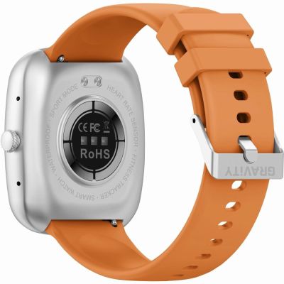 9. Smartwatch Męski GRAVITY GT18-4 Pomarańczowy Pasek Silikonowy + Czarny Pasek