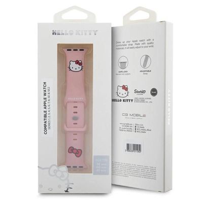 5. Pasek Hello Kitty Silicone Kitty Head na Apple Watch 38/40/41mm - różowy