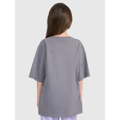 6. T-shirt oversize z nadrukiem dziewczęcy 4F 4FJRAW25TTSHF3197-22S