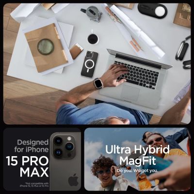 11. Etui Spigen Ultra Hybrid Mag z MagSafe na iPhone 15 Pro Max - białe