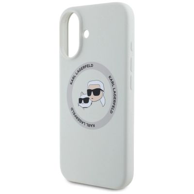 6. Etui Karl Lagerfeld Silicone Double Heads And Circle MagSafe do iPhone 16 beżowy
