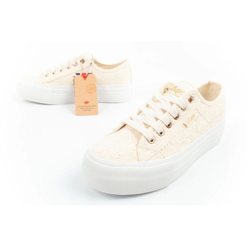 8. Lee Cooper buty sportowe damskie trampki koronkowe beżowe platforma
