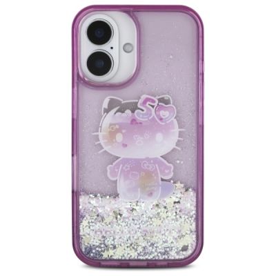 3. Etui Hello Kitty Liquid Glitter 50TH Anniversary Party na iPhone 16 - fioletowe