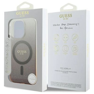 8. Etui Guess IML Glitter Gradient MagSafe na iPhone 16 Pro Max - brązowe
