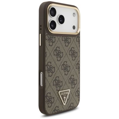 4. Etui Guess 4G Triangle Logo MagSafe na iPhone 17 Pro Max - brązowo-złote