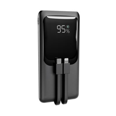 2. GEMBIRD POWERBANK O POJEMNOŚCI 10000MAH Z WYŚWIETLACZEM LCD ZINTEGROWANYMI KABLAMI SZYBKIM ŁADOWANIEM QC3.0 20W