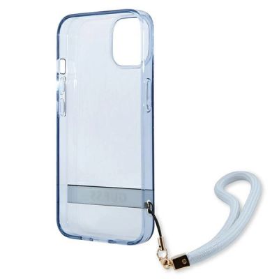 7. Etui Guess Translucent Strap na iPhone 13 mini - niebieskie