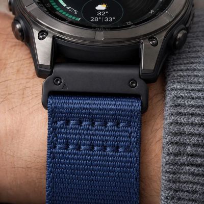 7. Pasek Tech-Protect Nylon Classic na Garmin Fenix 5X / 5X Plus / 6X / 6X Pro / 7X / 8 / 8 Pro / 9 / 9 Pro (47 mm) - granatowy