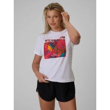 T-shirt regular z nadrukiem damski 4F 4FRSS26TTSHF4514-10S