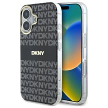 Etui DKNY Repeat Texture Pattern With Stripe na iPhone 16 - czarne