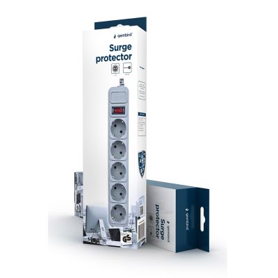 2. GEMBIRD LISTWA ZASILAJĄCA PRZECIWPRZEPIĘCIOWA 5XSCHUKO, 4.5M, KOLOR SZARY