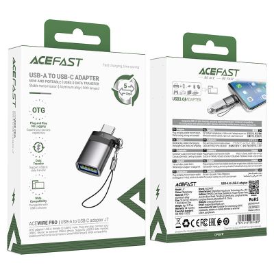 6. Adapter USB Acefast J7 USB-A - USB-C - szary