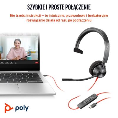 6. Słuchawki Poly Blackwire 3310 Mono Microsoft Teams USB-C