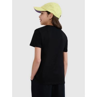 4. T-shirt regular z nadrukiem dziewczęcy 4F 4FJWSS25TTSHF1871-20S