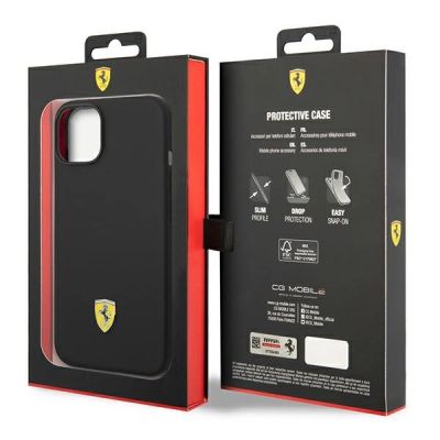 8. Etui Ferrari Silicone Metal Logo na iPhone 14 Plus - czarne