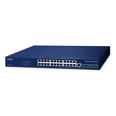 PLANET Layer 3 24-Port 10/100/1000T Zarządzany L3 Gigabit Ethernet (10/100/1000) Obsługa PoE Niebieski