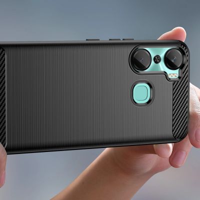 5. Carbon Case etui do Infinix Hot 12 Pro elastyczny silikonowy karbonowy pokrowiec czarne